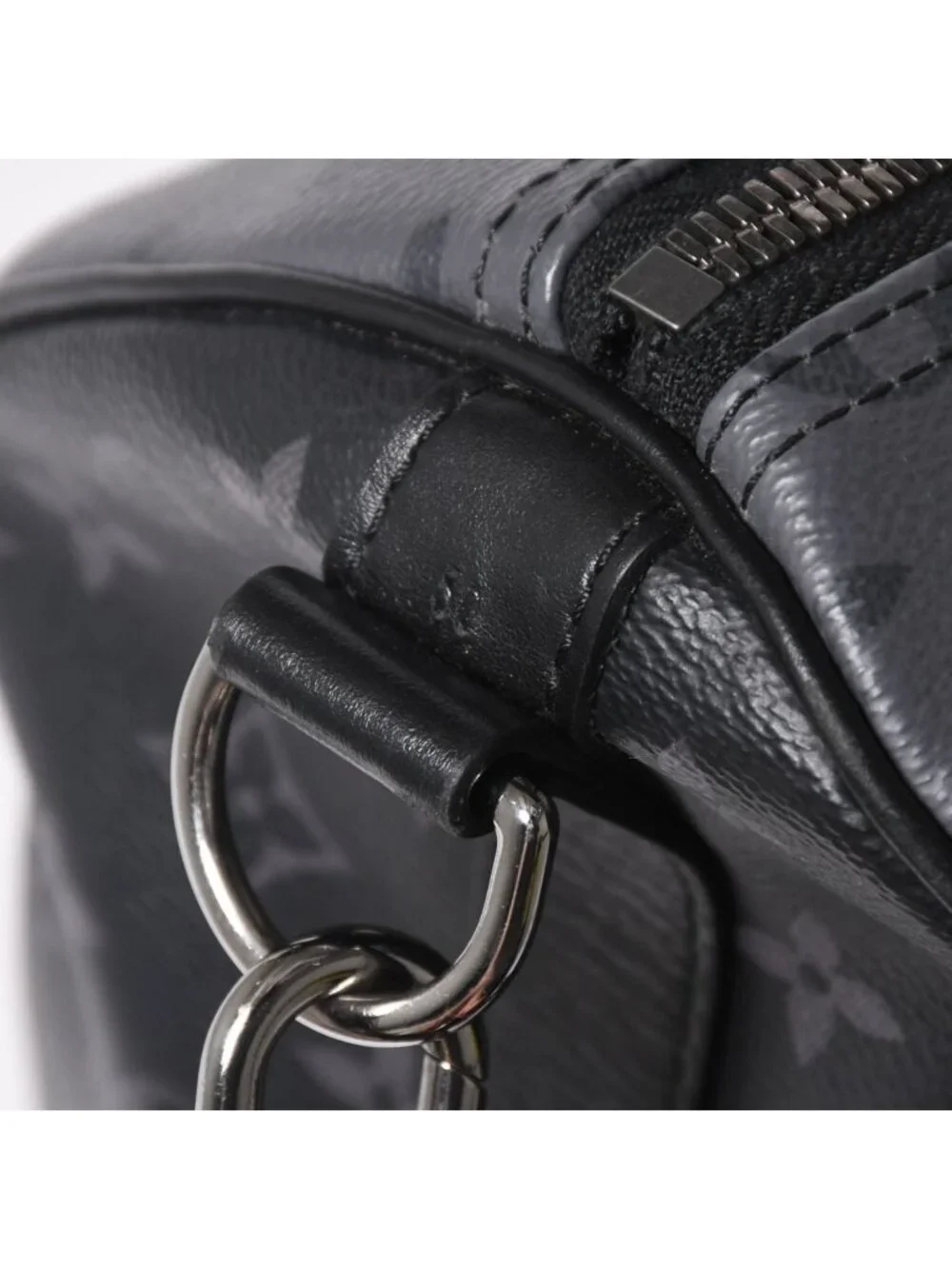 Louis Vuitton LV Keepall Bandouliere 50 Black Gray Silver